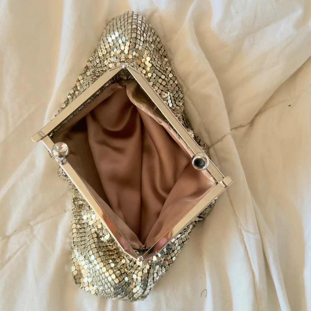 Unbranded Mesh Clutch Women Small Silver Good Vintage Y2K Evening Bag Sparkle